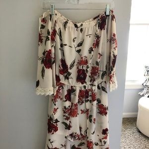 Off-the-shoulder maxi dress romper